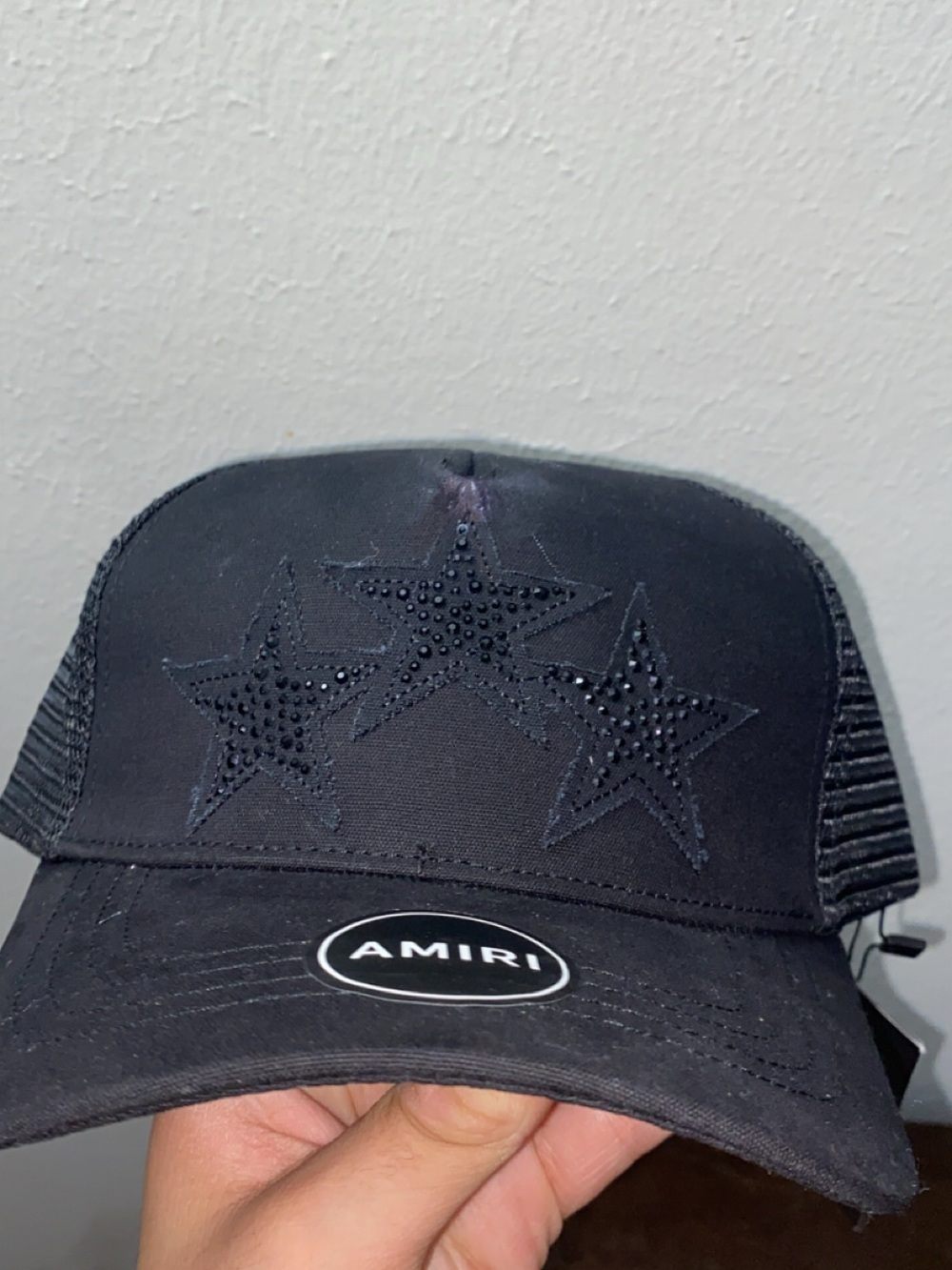 AMIRI Black Star Studded Trucker Hat